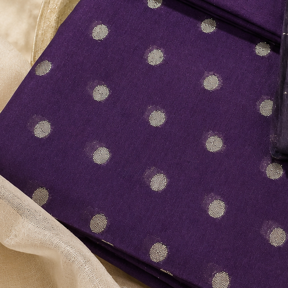 Chandrakala – Royal Purple Mul Chanderi Unstitched Suit Set