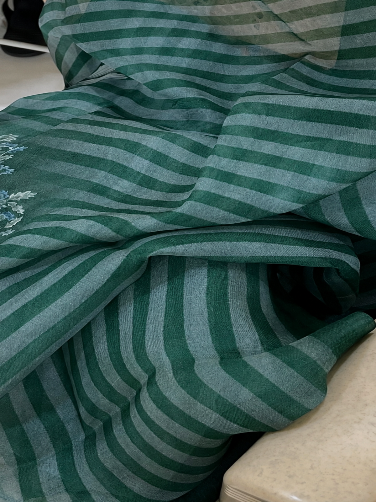 Vanantara -Deep Emerald Green Pure Organza unstitched suit set