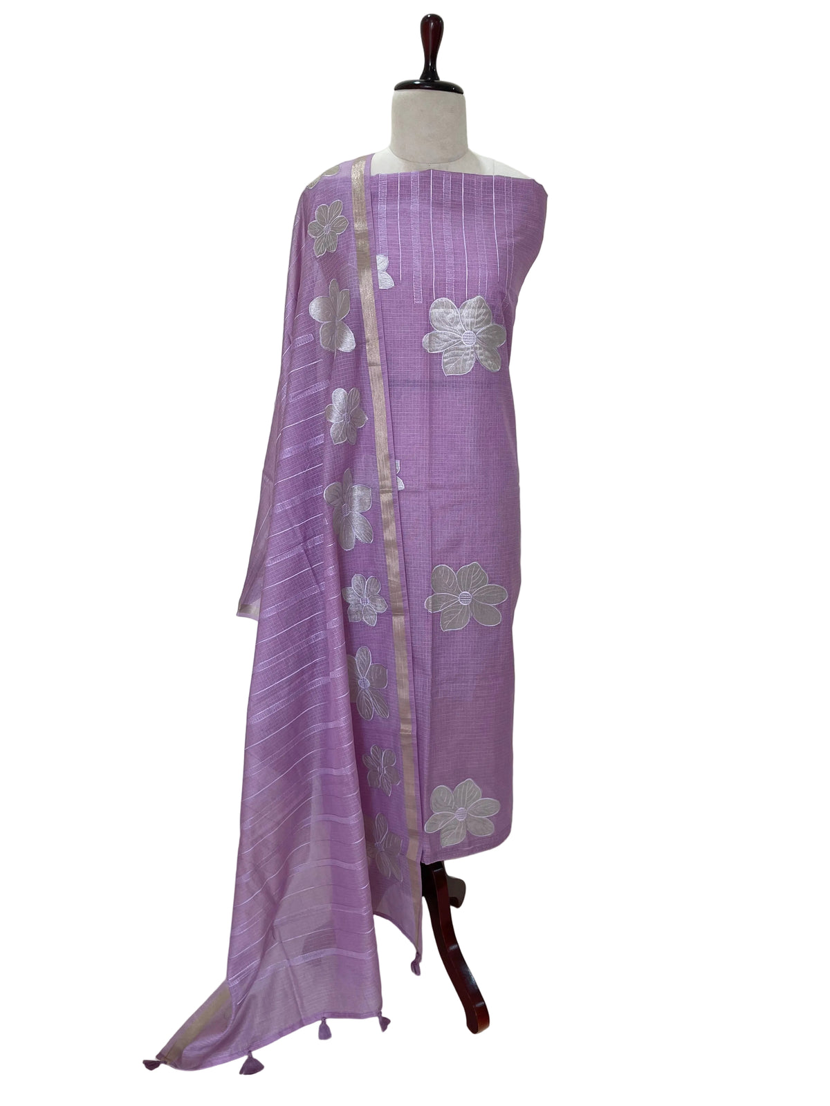 Komala – Lavender Silk Kota Unstitched Suit Set