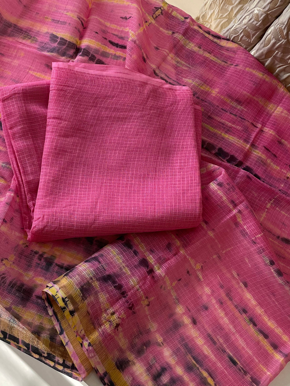 Komala Cotton Kota Rose Pink Unstitched Suit Set