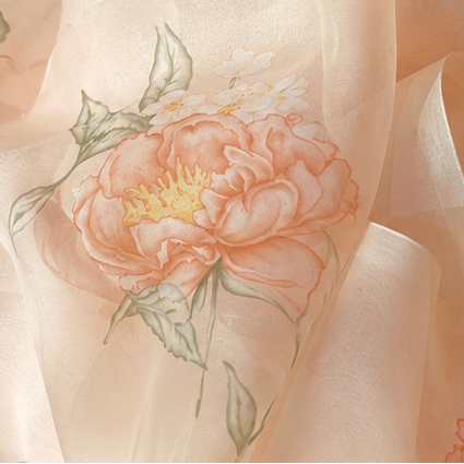 Organza - Blush Peach organza unstitched suit set