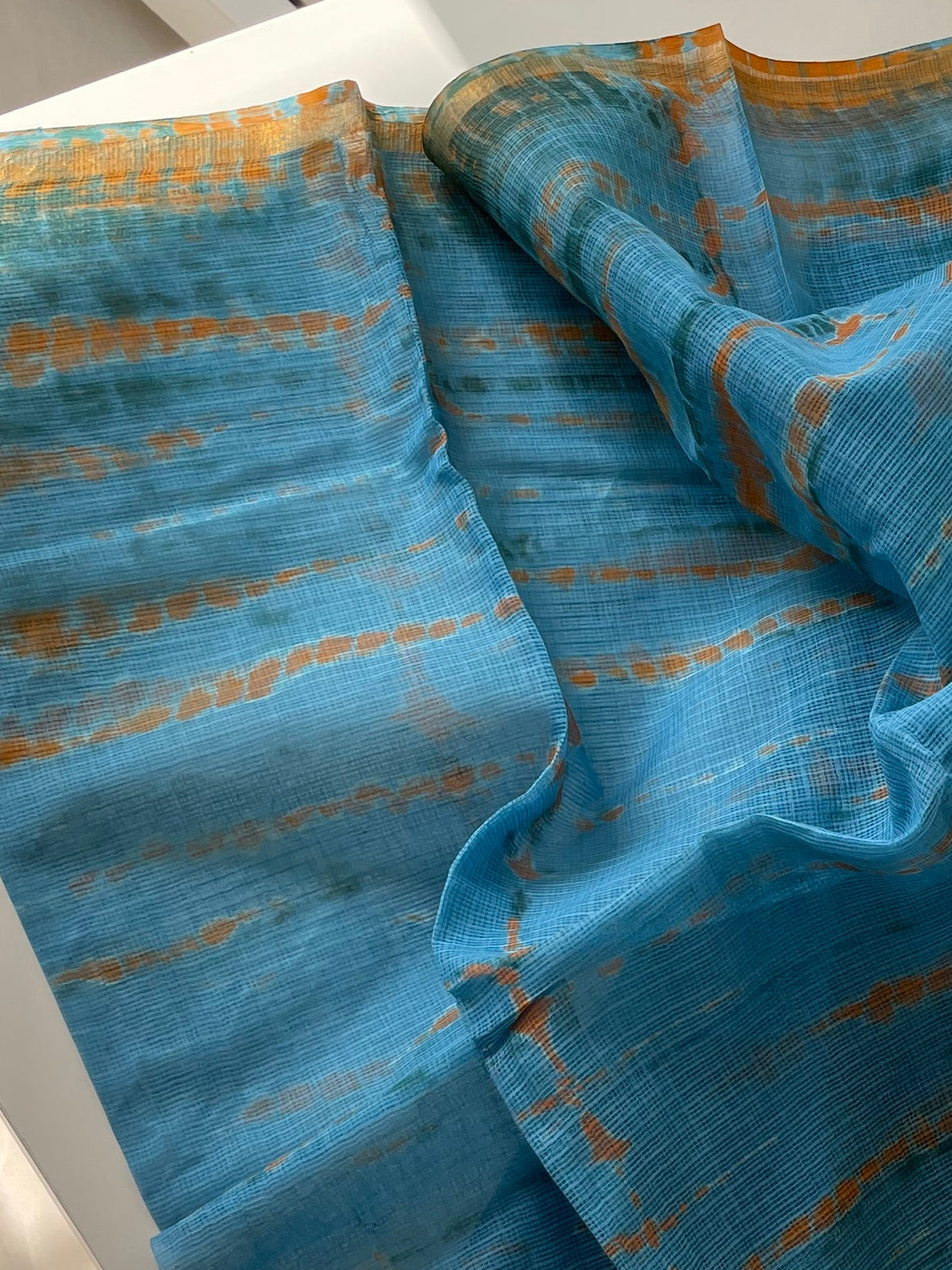 Komala — Sky Blue Cotton Kota Unstitched Suit Set