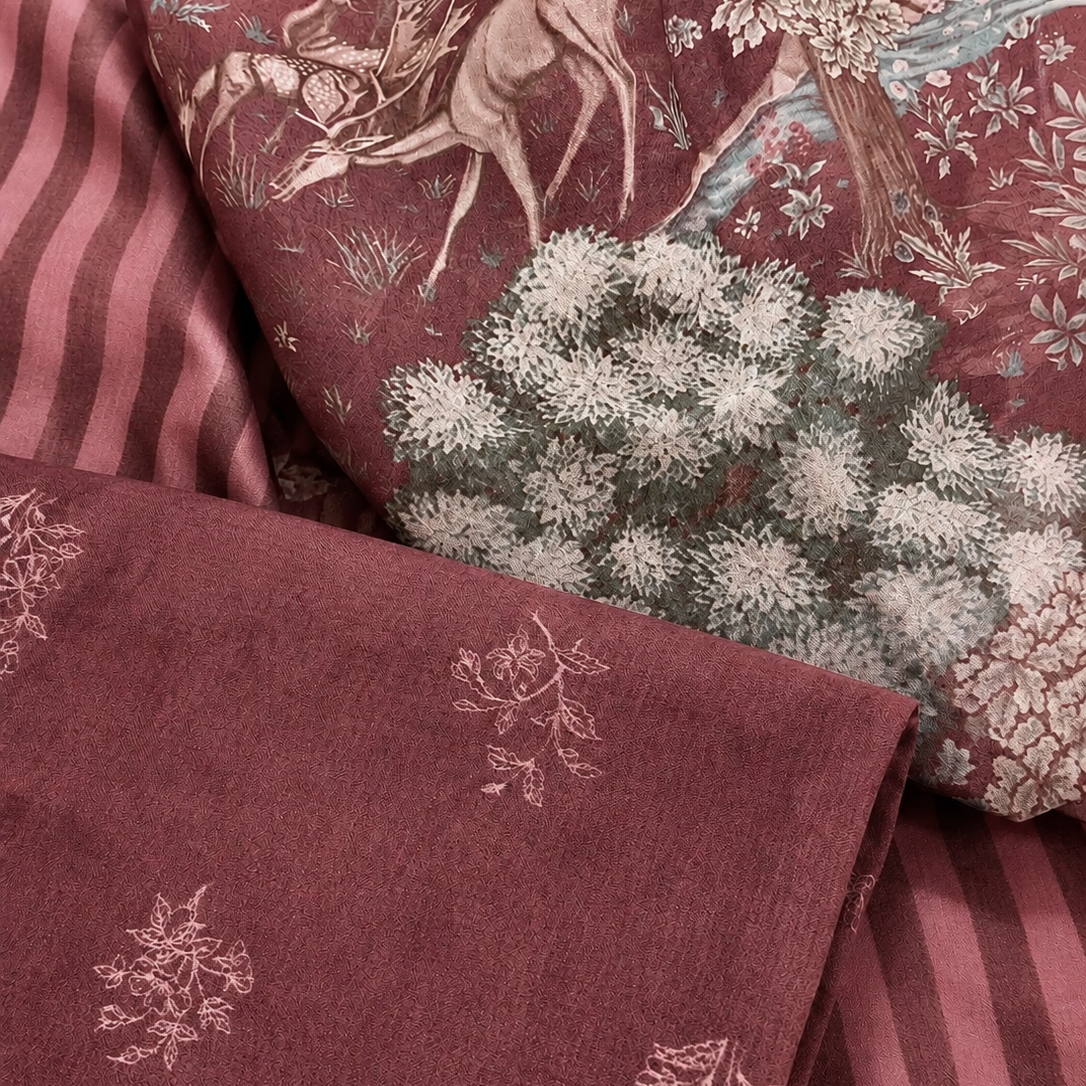 Vanantara -Wine Pure Organza unstitched suit set