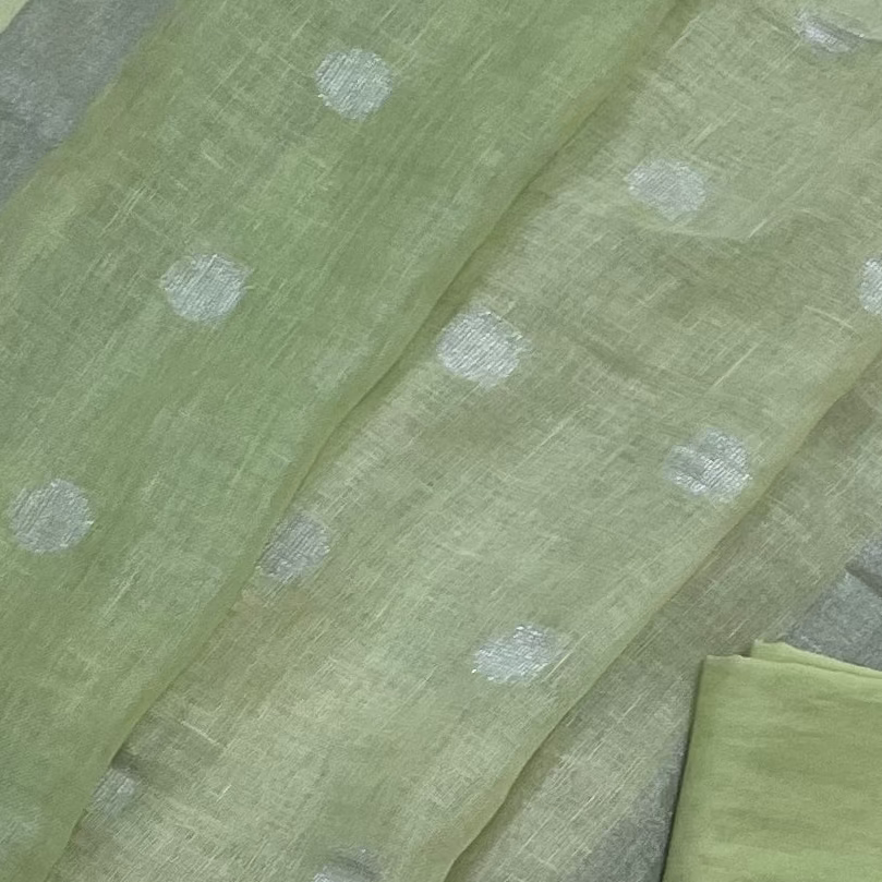 Lila – Pastel Lime Green Ombre Linen Unstitched Suit Set