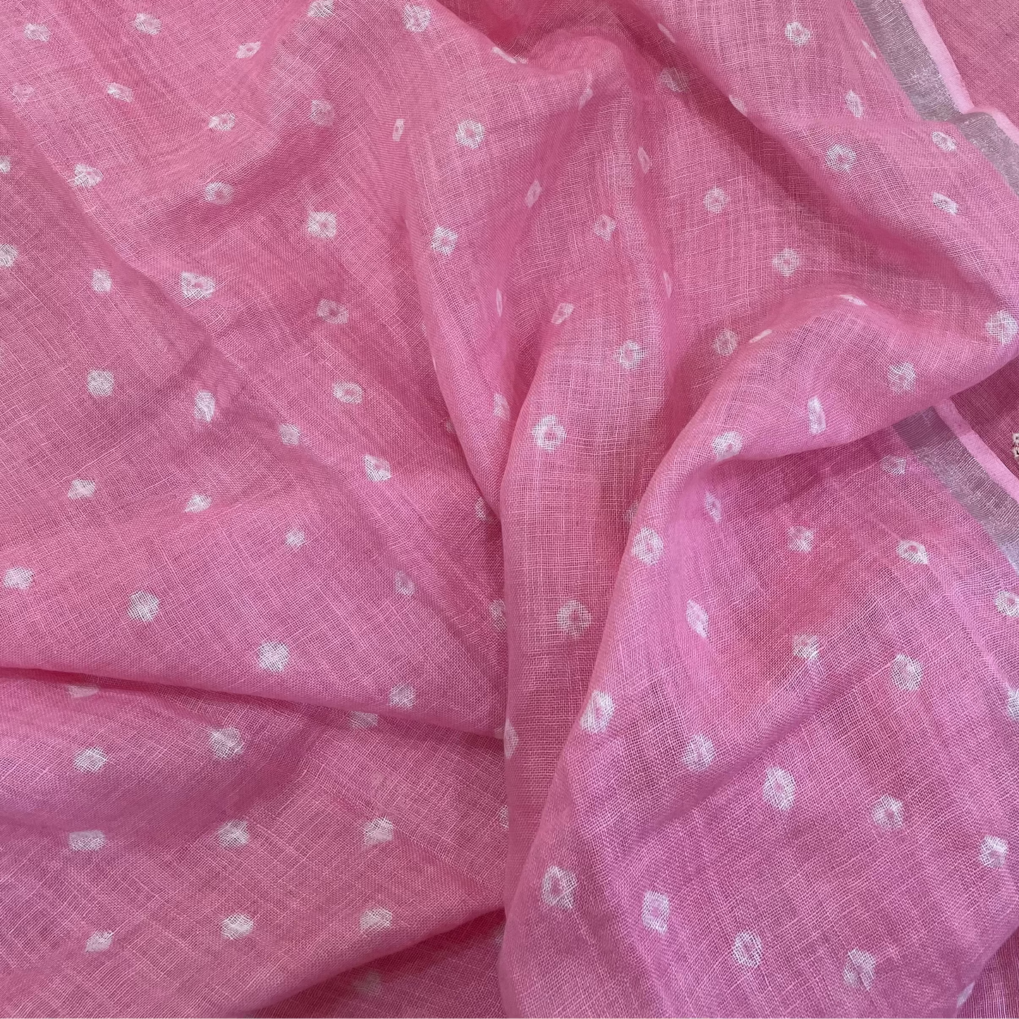 Lila - Bandhani Rose Blush Linen Unstitched Suit Set