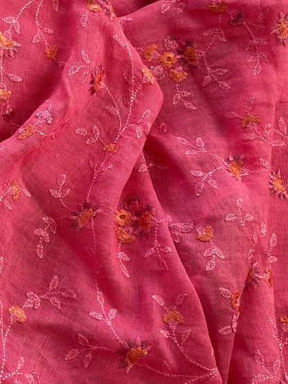 Lila — Raspberry Linen Unstitched Suit Set