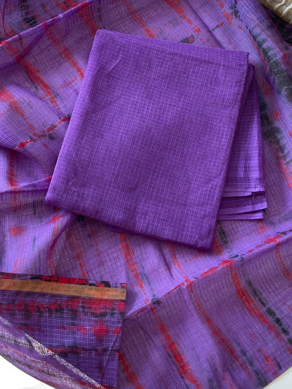 Komala — Deep Purple Cotton Kota Unstitched Suit Set