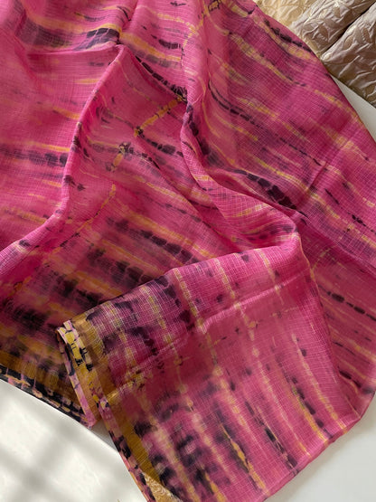 Komala Cotton Kota Rose Pink Unstitched Suit Set