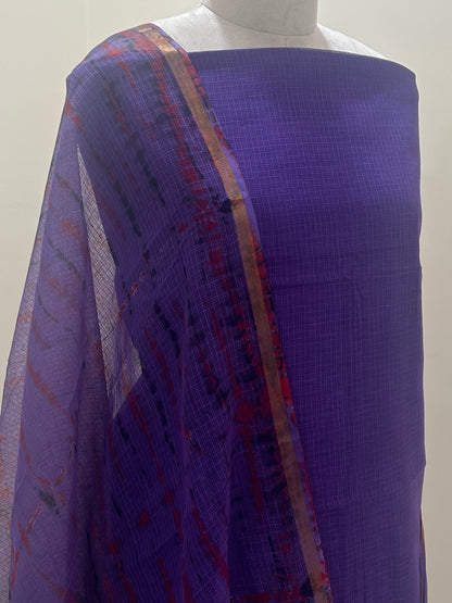 Komala — Deep Purple Cotton Kota Unstitched Suit Set