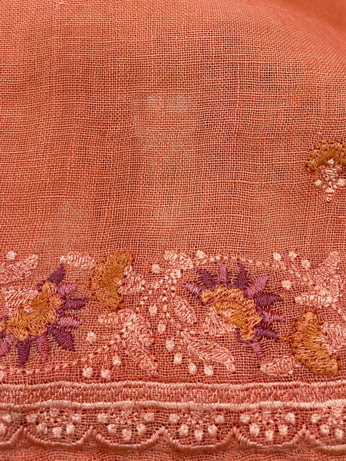 Lila — Peach Orange Linen Unstitched Suit Set