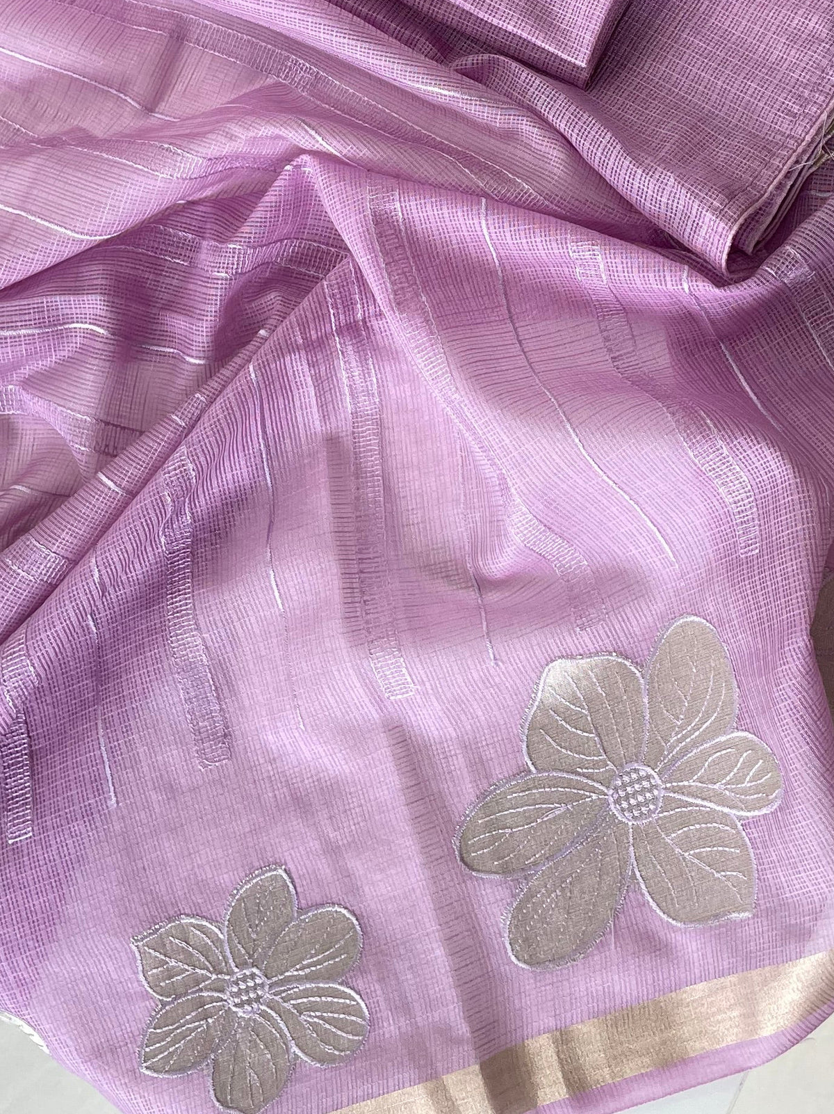 Komala – Lavender Silk Kota Unstitched Suit Set