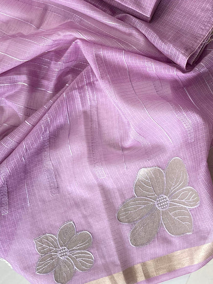 Komala – Lavender Silk Kota Unstitched Suit Set