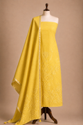 Chandrakala – Yellow Mul Chanderi Applique Unstitched Suit Set