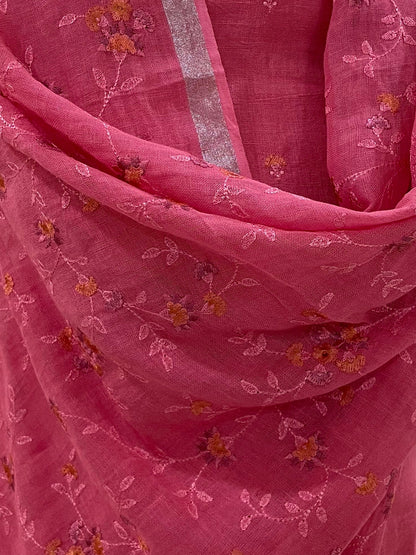 Lila — Raspberry Linen Unstitched Suit Set