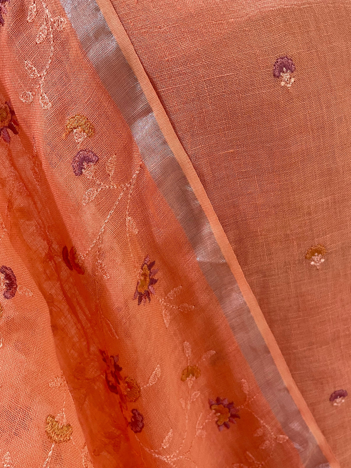 Lila — Peach Orange Linen Unstitched Suit Set