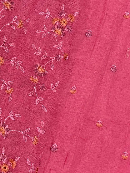 Lila — Raspberry Linen Unstitched Suit Set