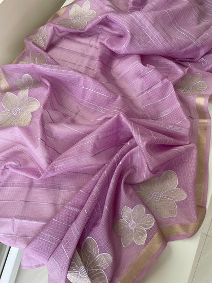 Komala – Lavender Silk Kota Unstitched Suit Set