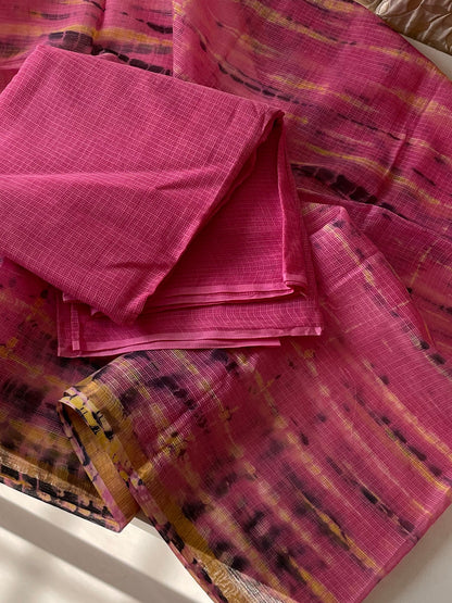 Komala Cotton Kota Rose Pink Unstitched Suit Set