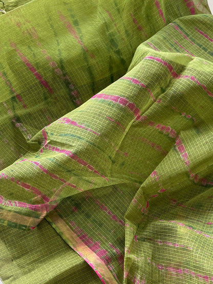 Komala — Olive Green Cotton Kota Unstitched Suit Set