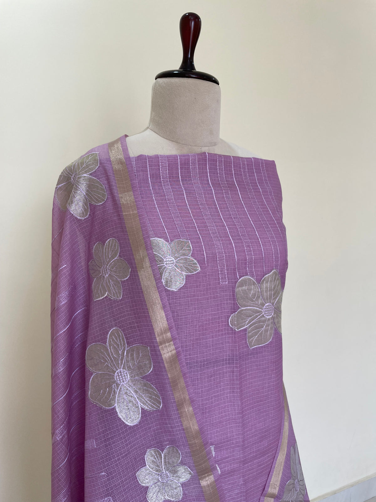 Komala – Lavender Silk Kota Unstitched Suit Set
