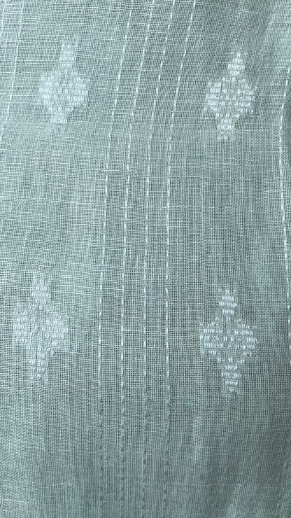 Lila — Seafoam Green Linen Appliqué Unstitched Suit Set
