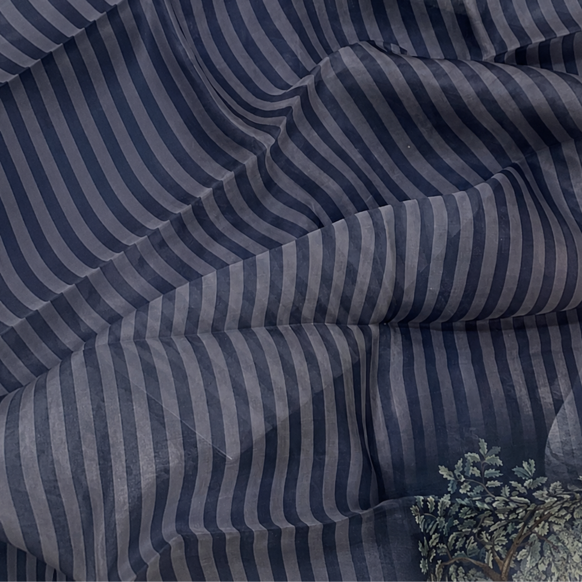 Vanantara -Steel Blue Pure Organza unstitched suit set