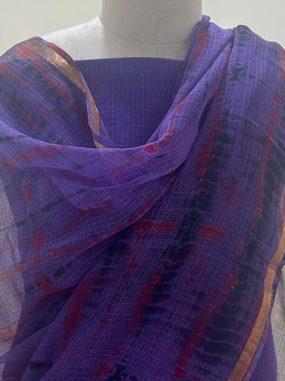 Komala — Deep Purple Cotton Kota Unstitched Suit Set