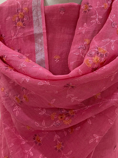 Lila — Raspberry Linen Unstitched Suit Set