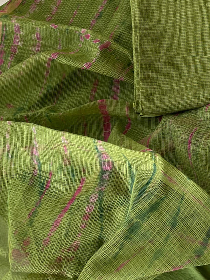 Komala — Olive Green Cotton Kota Unstitched Suit Set