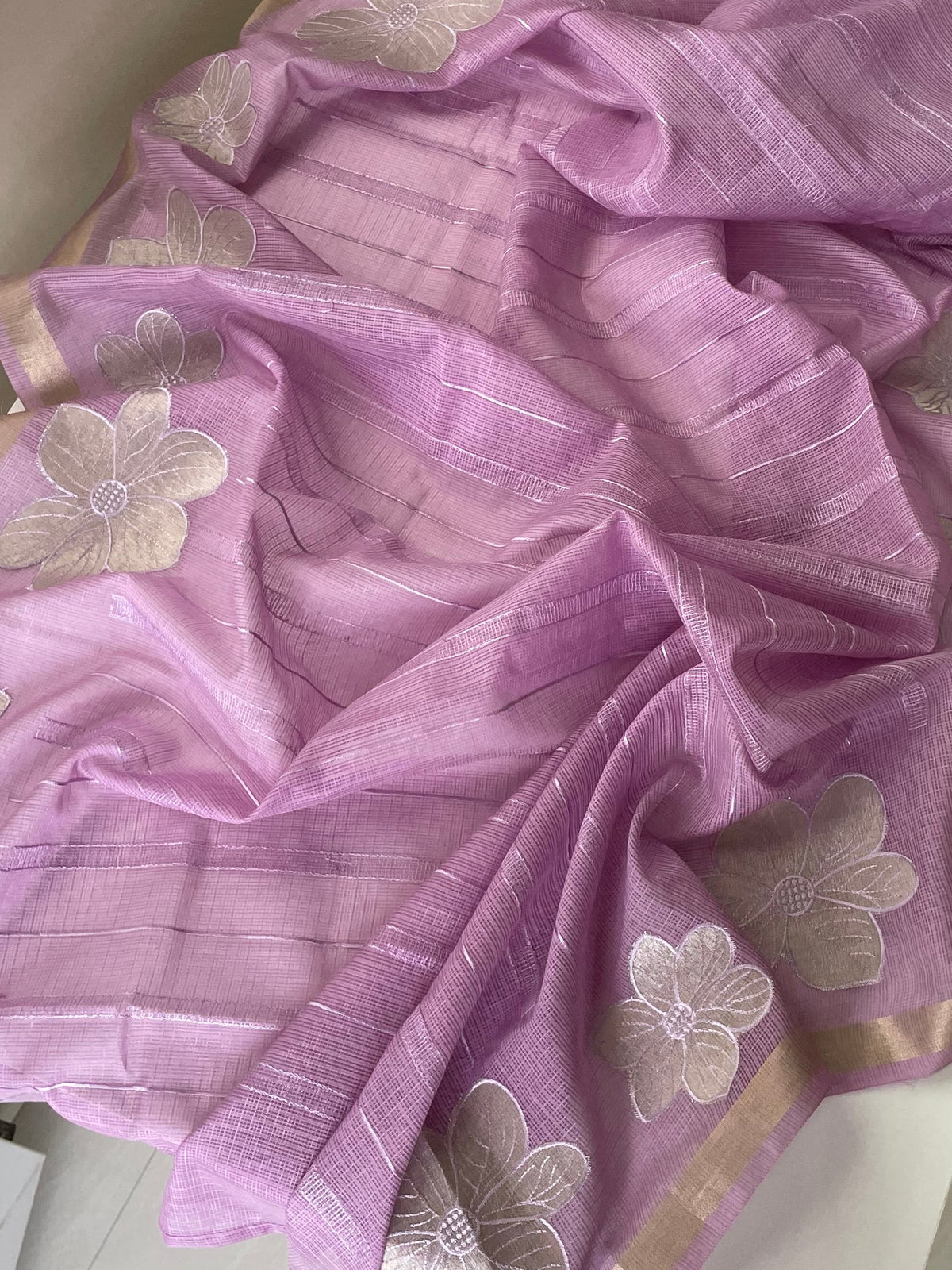Komala – Lavender Silk Kota Unstitched Suit Set