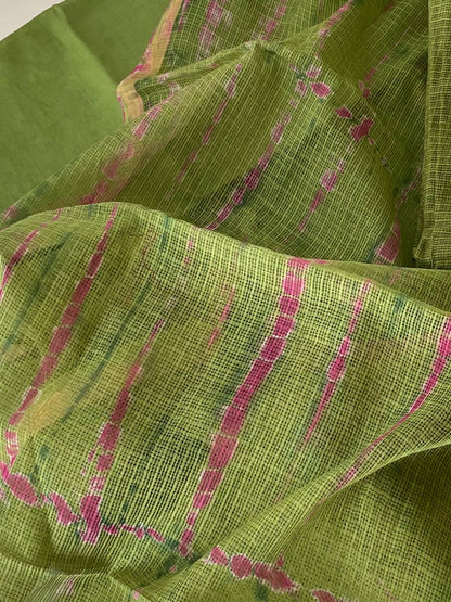 Komala — Olive Green Cotton Kota Unstitched Suit Set
