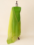 Komala — Green & Lemon Yellow Ombre Silk Kota Bandhani Unstitched Set