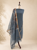 Komala — Smoky Grey Cotton Kota Unstitched Suit Set