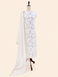 Mallepuvvu – Powder Blue Printed Mulmul Unstitched Suit Set