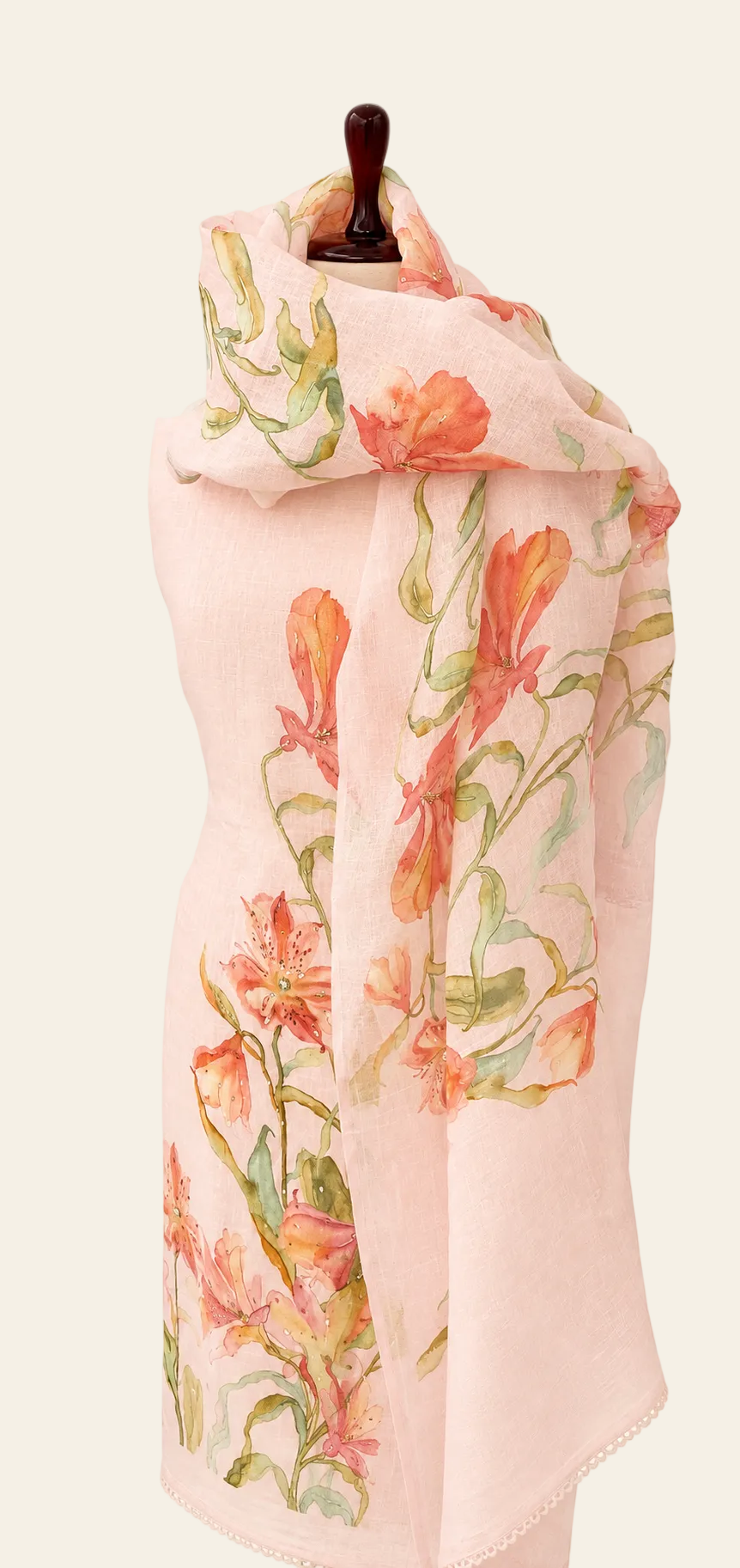Lila – Baby Pink Linen Floral Printed Unstitched Suit Set