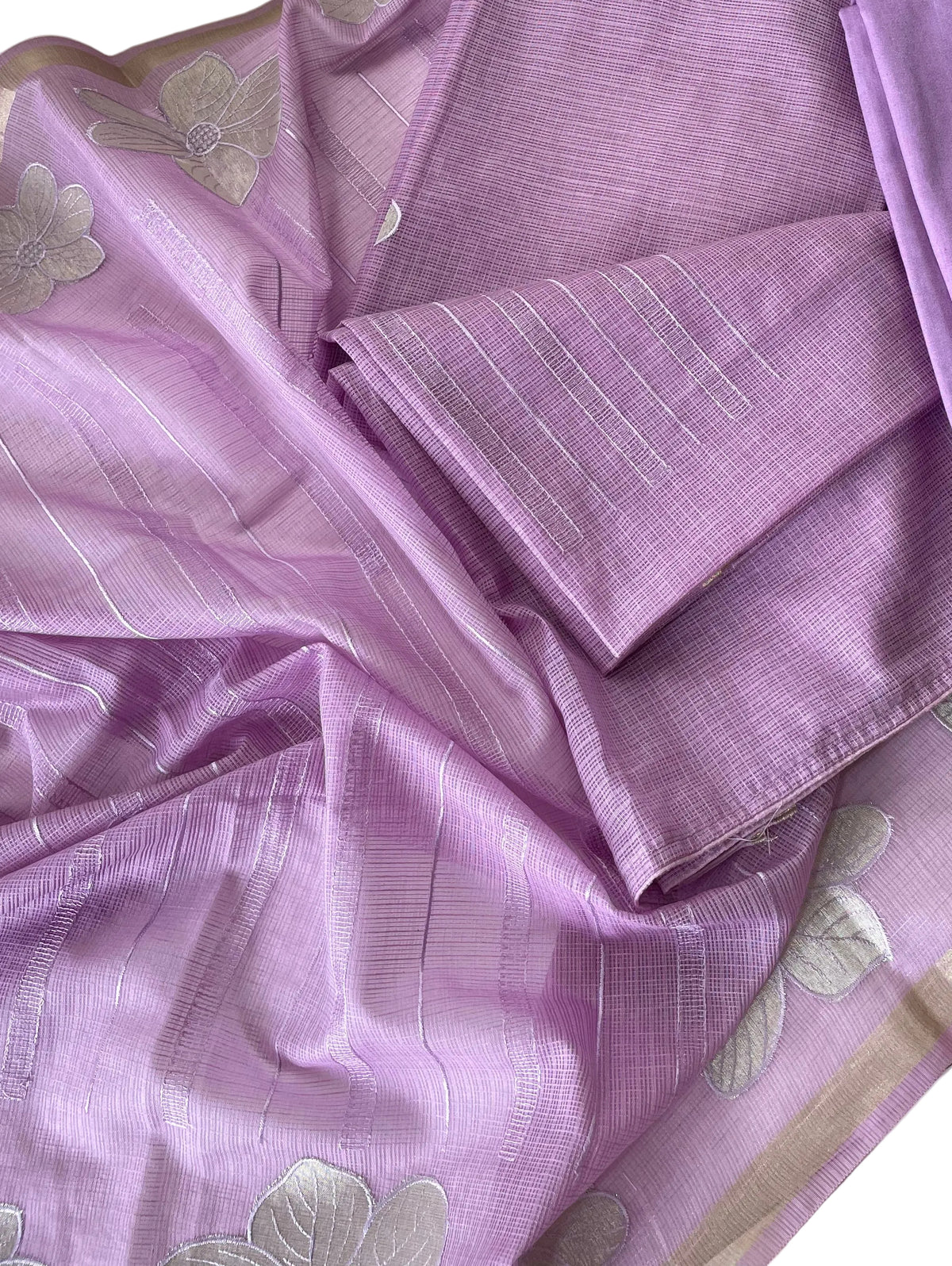 Komala – Lavender Silk Kota Unstitched Suit Set