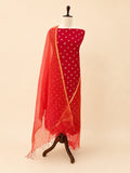 Komala — Red & Rani Pink Ombré Bandhani Silk Kota Unstitched Suit Set