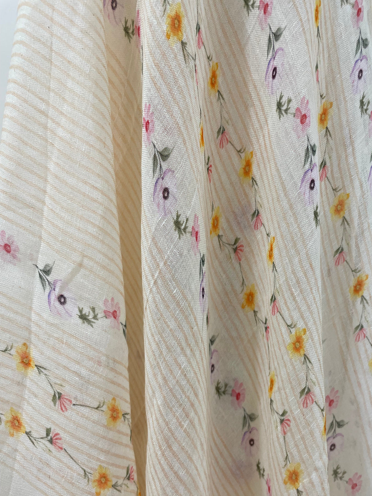 Lila – Soft Yellow Floral Linen Unstitched Suit Set