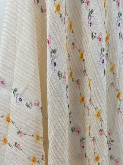Lila – Soft Yellow Floral Linen Unstitched Suit Set