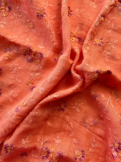 Lila — Peach Orange Linen Unstitched Suit Set