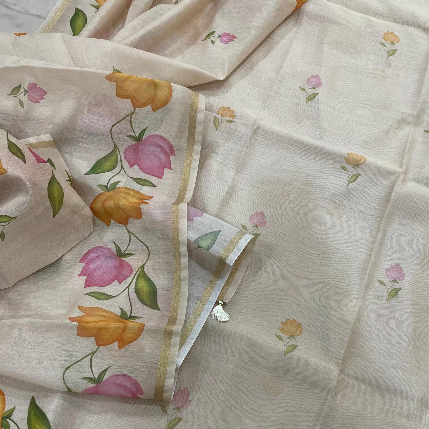 Chandrakala – Blush Beige Chanderi Unstitched Suit Set