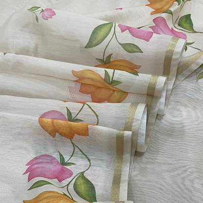 Chandrakala – Blush Beige Chanderi Unstitched Suit Set