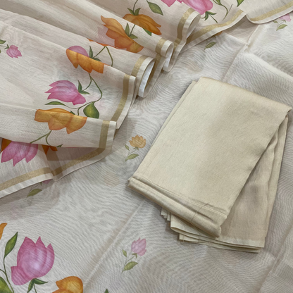 Chandrakala – Blush Beige Chanderi Unstitched Suit Set