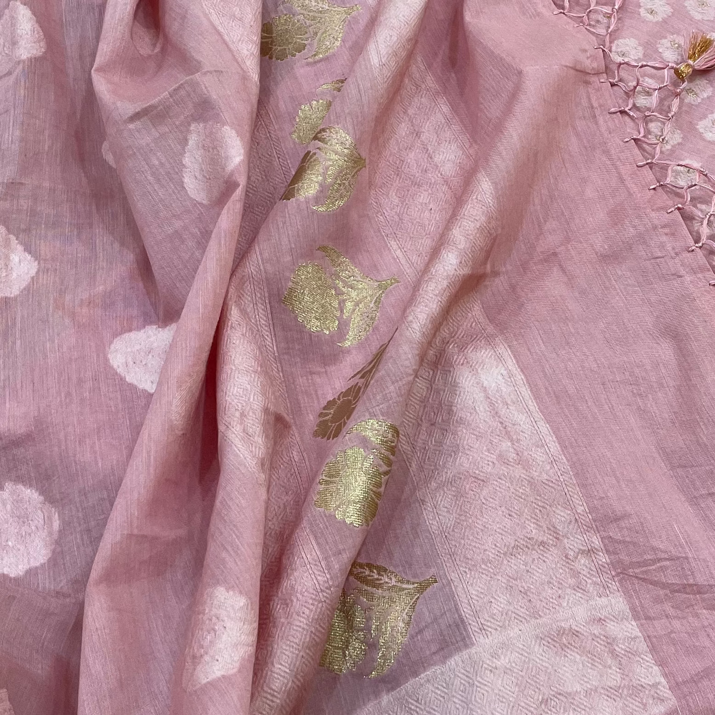 Chandrakala – Onion Pink Banarasi Mul Cotton Unstitched Suit Set