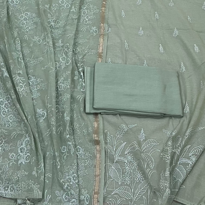 Chandrakala – Sage Green Mul Chanderi Unstitched Suit Set