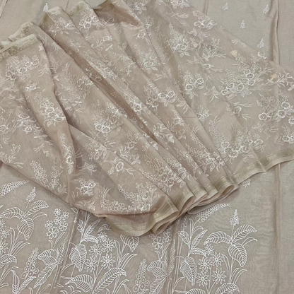 Chandrakala – Champagne Beige Mul Chanderi Unstitched Suit Set