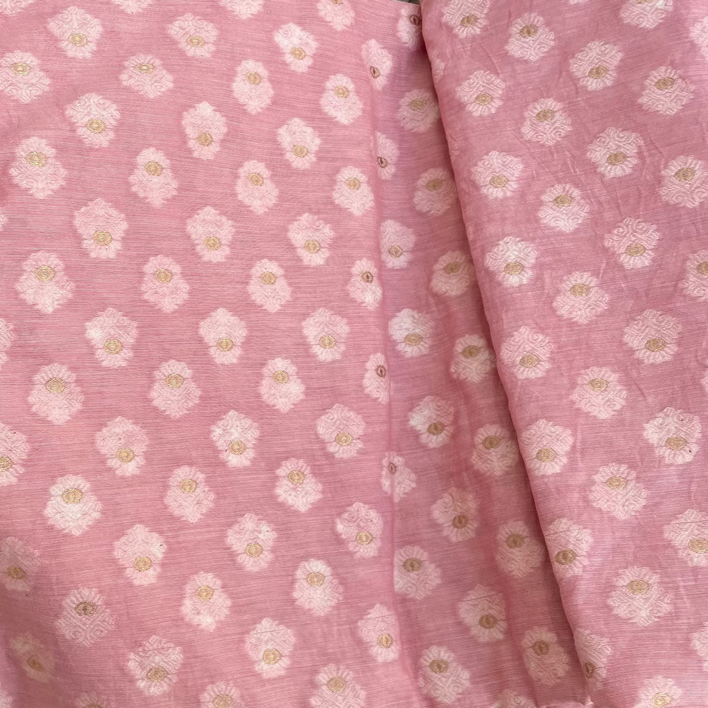 Chandrakala – Onion Pink Banarasi Mul Cotton Unstitched Suit Set