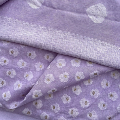 Chandrakala – Lavender Mist Banaras Mul Cotton Unstitched Suit Set