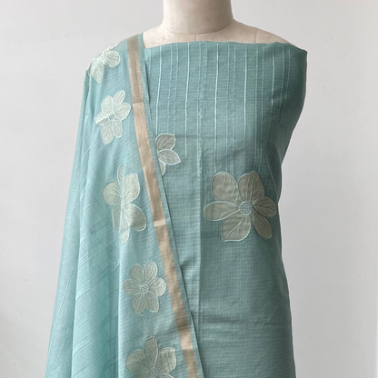 Komala – Seafoam Green Silk Kota Unstitched Suit Set