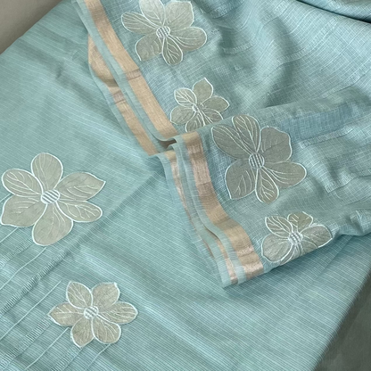 Komala – Seafoam Green Silk Kota Unstitched Suit Set
